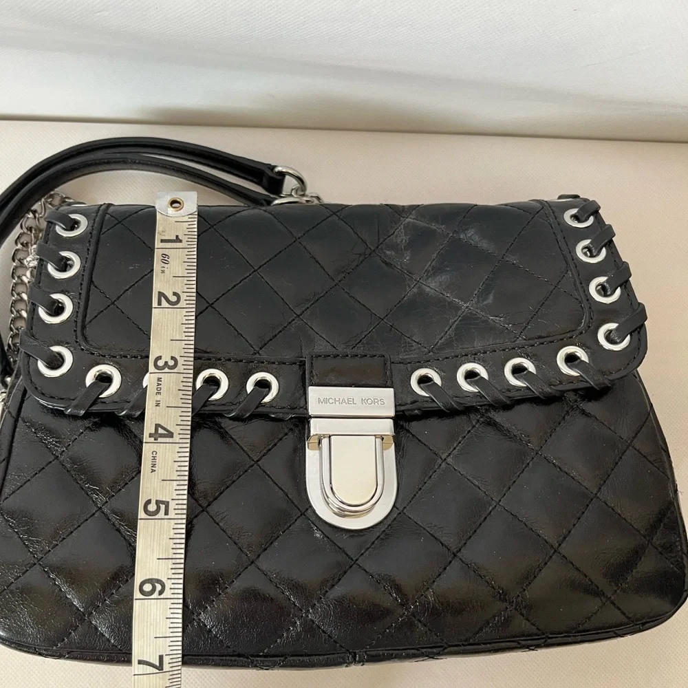 Michael Kors Hippie Grommet Sloan Black Leather Shoulder Bag - Picture 15 of 16